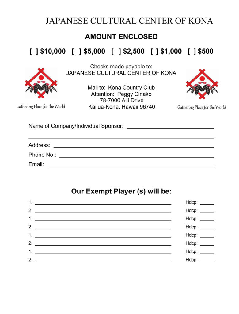 JCCK Golf Sponsorship form